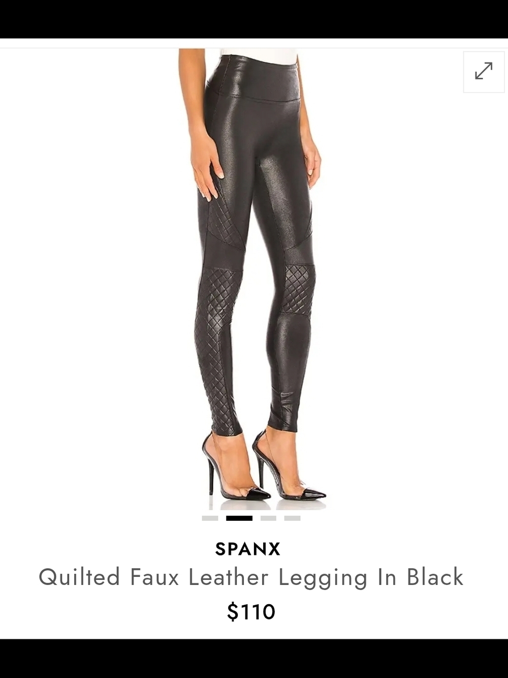 Spanx Quilted Faux Leather Shiny Black Moto Womens Leggings Size M - Picture 8 of 8